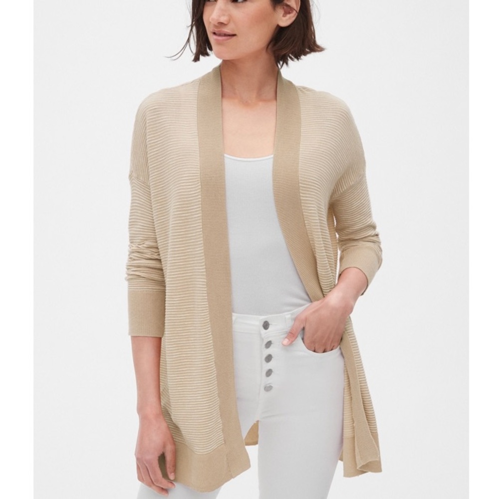 Gap Textured Long Sleeve Open Front Cardigan